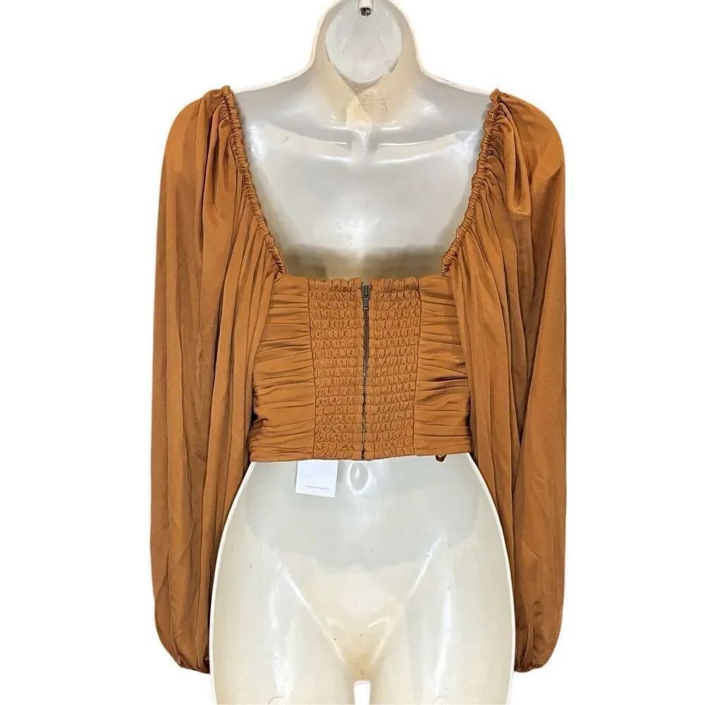 The Westside by Sari Sloanne Crop Top in Gold NWT Size XS - Picture 4 of 7